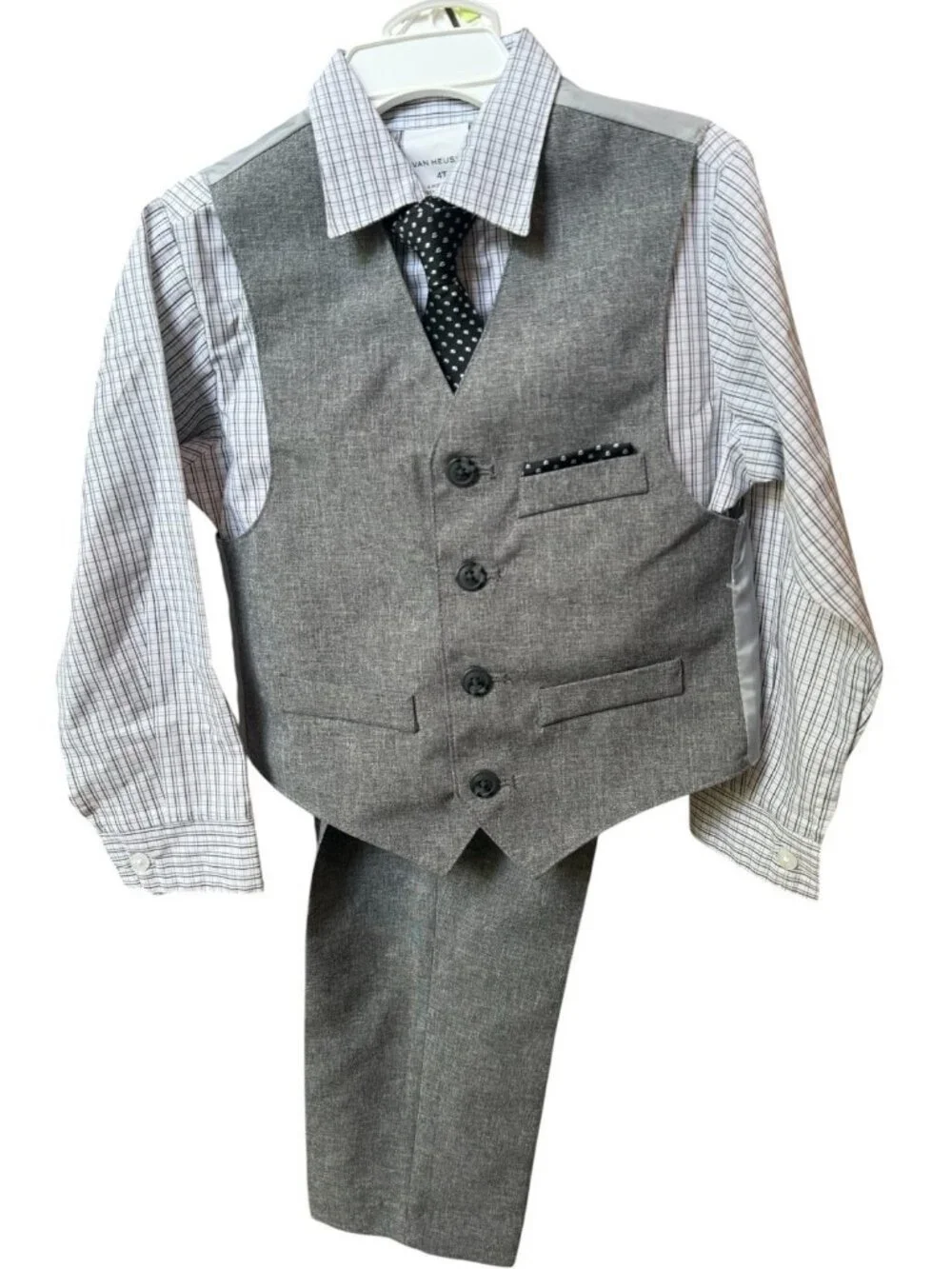 Van Heusen Boys Size 4T Wedding Formal Suit Set Fall Winter Vest Pants Tie *T4